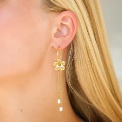 vandfaste blomster perle øreringe i forgyldt stål - OCEANA