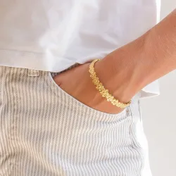 vandfast blomster armring i forgyldt stål - OCEANA