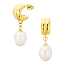 vandfaste perle øreringe i forgyldt stål - OCEANA