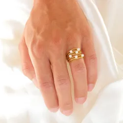 vandfast perle ring i forgyldt stål - OCEANA