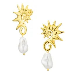 vandfaste perle øreringe i forgyldt stål - OCEANA