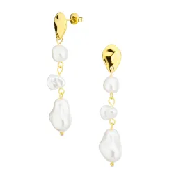 vandfaste perle øreringe i forgyldt stål - OCEANA