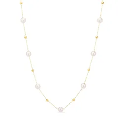 vandfast perle halskæde i forgyldt stål - OCEANA