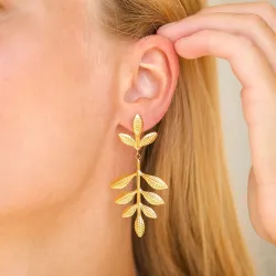 vandfaste blad øreringe i forgyldt stål - OCEANA