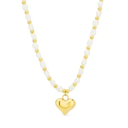 vandfast hjerte halskæde i forgyldt stål - OCEANA