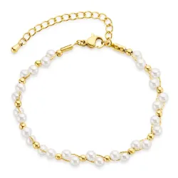 vandfast perle armbånd i forgyldt stål - OCEANA