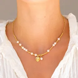 vandfast hjerte halskæde i forgyldt stål - OCEANA