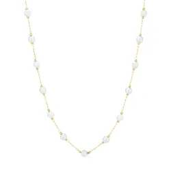vandfast perle halskæde i forgyldt stål - OCEANA