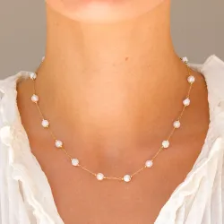 vandfast perle halskæde i forgyldt stål - OCEANA