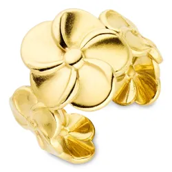 vandfast blomster ring i forgyldt stål - OCEANA