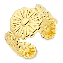 vandfast blomster ring i forgyldt stål - OCEANA