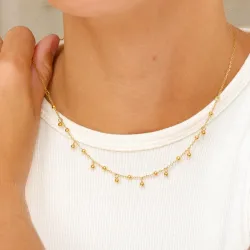 vandfast kugle halskæde i forgyldt stål - OCEANA