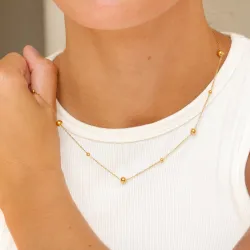 vandfast kugle halskæde i forgyldt stål - OCEANA