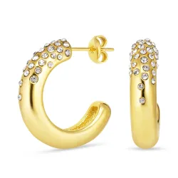 vandfaste zirkon halvcreoler i forgyldt stål - OCEANA