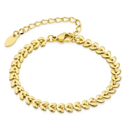 vandfast blad armbånd i forgyldt stål - OCEANA