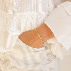 vandfast blad armbånd i forgyldt stål - OCEANA