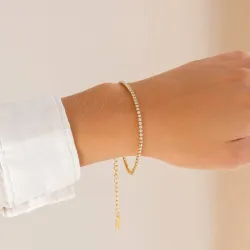 vandfast zirkon armbånd i forgyldt stål - OCEANA