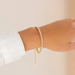 vandfast zirkon armbånd i forgyldt stål - OCEANA