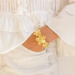 vandfast blomster armbånd i forgyldt stål - OCEANA
