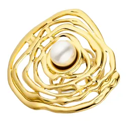 vandfast perle ring i forgyldt stål - OCEANA