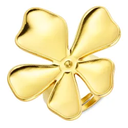 vandfast blomster ring i forgyldt stål - OCEANA