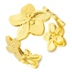 vandfast blomster ring i forgyldt stål - OCEANA