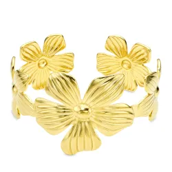 vandfast blomster armbånd i forgyldt stål - OCEANA