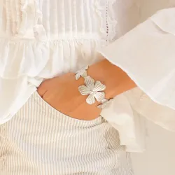 vandfast blomster armbånd i stål - OCEANA