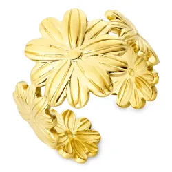 vandfast blomster ring i forgyldt stål - OCEANA