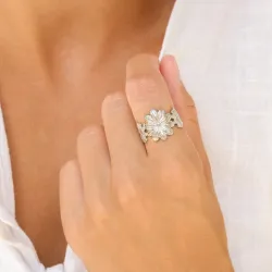 vandfast blomster ring i stål - OCEANA