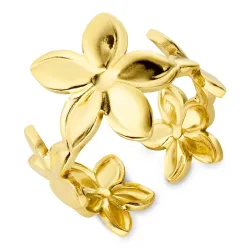 vandfast blomster ring i forgyldt stål - OCEANA