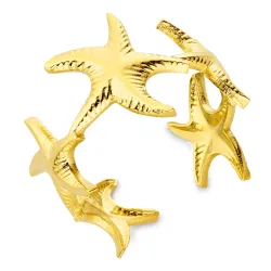 vandfast søstjerne ring i forgyldt stål - OCEANA