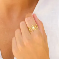 vandfast søstjerne ring i forgyldt stål - OCEANA