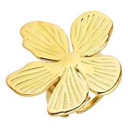 vandfast blomster ring i forgyldt stål - OCEANA