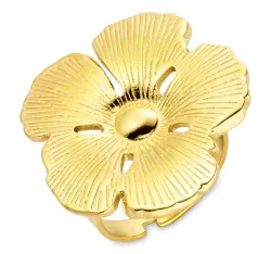 vandfast blomster ring i forgyldt stål - OCEANA