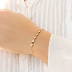 vandfast zirkon armbånd i forgyldt stål - OCEANA