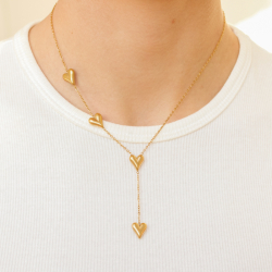vandfast hjerte halskæde i forgyldt stål - OCEANA