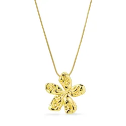 vandfast blomster halskæde i forgyldt stål - OCEANA