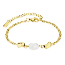 vandfast perle armbånd i forgyldt stål - OCEANA