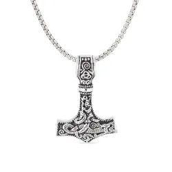 vandfast thors hammer halskæde i stål - OCEANA