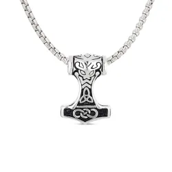 vandfast thors hammer halskæde i stål - OCEANA