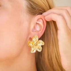 vandfaste blomster øreringe i forgyldt stål - OCEANA