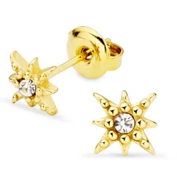 vandfaste stjerne hvid zirkon øreringe i forgyldt stål - OCEANA