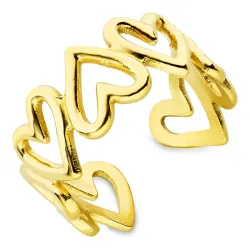 vandfast hjerte justerbar ring i forgyldt stål - OCEANA