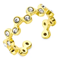 vandfast zirkon justerbar ring i forgyldt stål - OCEANA