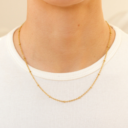 vandfast kugle halskæde i forgyldt stål 45 cm x 2,8 mm  - OCEANA