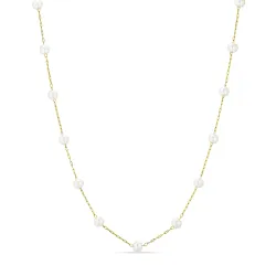 vandfast perle halskæde i forgyldt stål 45+5 cm x 4,2 mm  - OCEANA