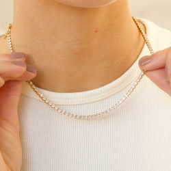 vandfast zirkon halskæde i forgyldt stål 40+5 cm x 3 mm  - OCEANA