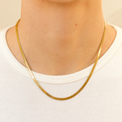 vandfast slangehalskæde i forgyldt stål 40+5 cm x 3 mm  - OCEANA