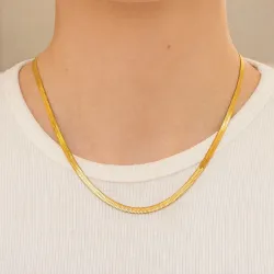 vandfast slangehalskæde i forgyldt stål 40+5 cm x 4 mm  - OCEANA